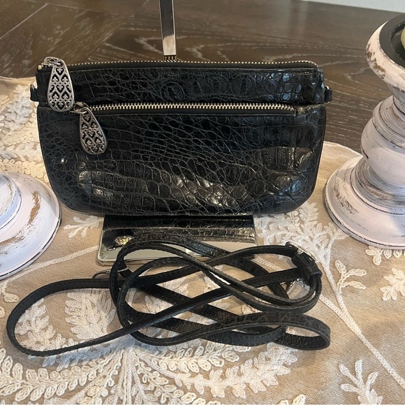 Brighton Handbags - Brighton Elegant Black Crocodile-Embossed Bag - Clutch or Crossbody